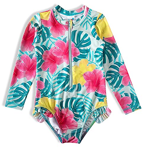 Body Praia Manga Longa Floral Tropical Elastano,Tip Top,Kids Menina,Turquesa,6