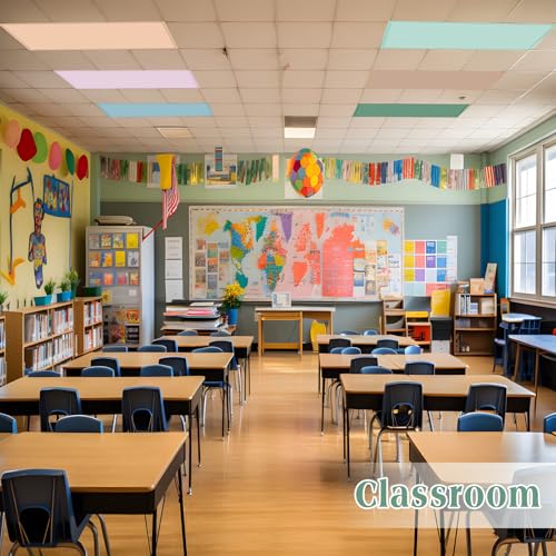 Image of VIHOSE 6 Pcs Fluorescent Light Covers for Ceiling Lights Classroom Magnetic Light Covers Classroom Filters Office School Drop Ceiling, 4 x 2 ft(Morandi)
