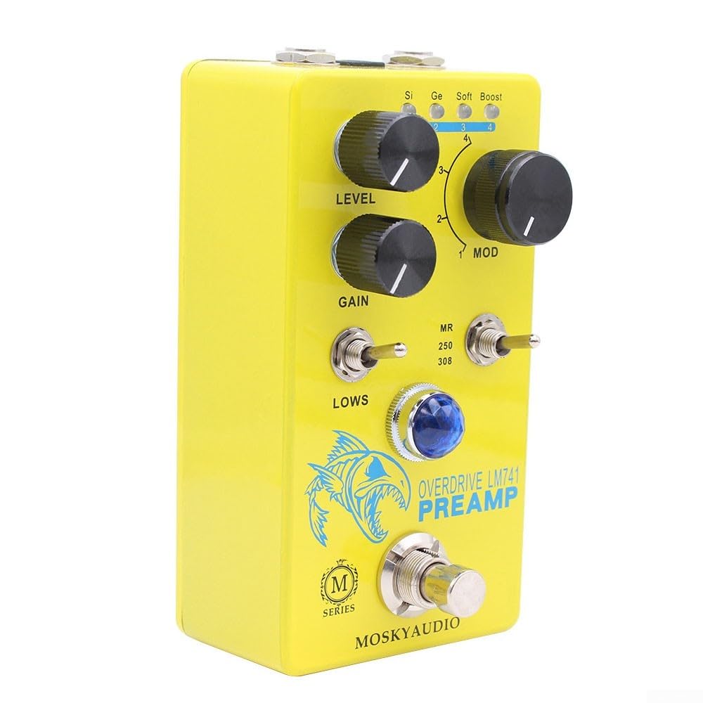per mosky Distortion Overdrive Preamp Chitarra Pedale 4 Modalità Bypass Controllo per Rock Blues Metal Chitarra Elettrica Effetti