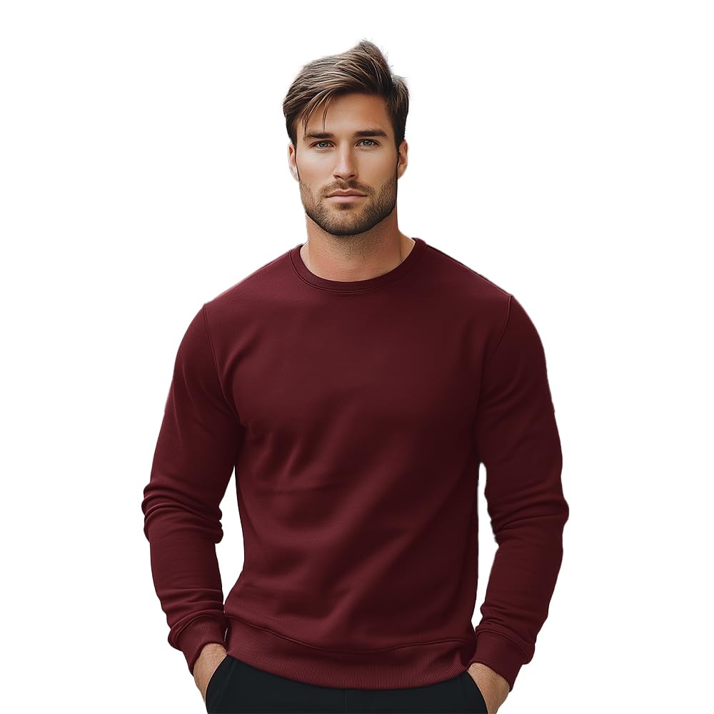 Sweatshirts for Man Stylish | 280 GSM Rich Cotton Fleece Solid Regular Fit Full Sleeve Sweatshirt for Men | Stylish Casual Wear Winter Sweatshirt for Men-image-43