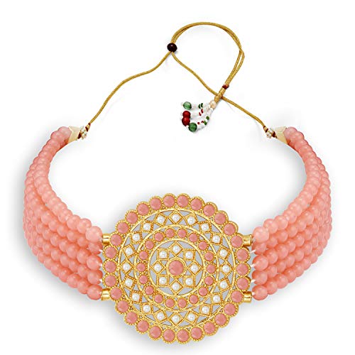 Elegant Plated Pearl Choker Necklace Set