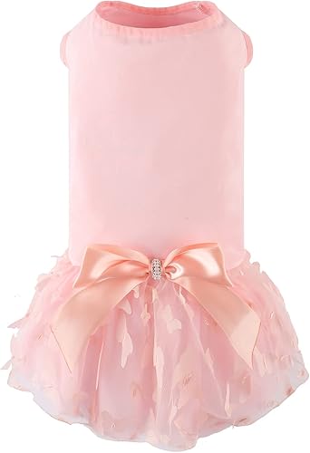 Miniatura 5 de Vestido de algodón suave para perro, falda tutú con mariposa cúbica, vestido de princesa para perros pequeños y medianos, Navidad, vacaciones,