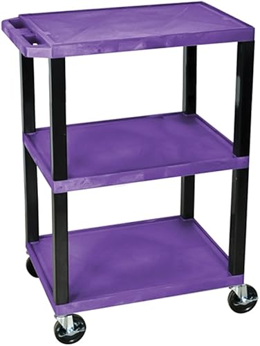 Miniatura 1 de Offex Carrito móvil multiusos Tuffy de 34 pulgadas de alto con 3 estantes patas negras morado ideal para garaje tienda o área de almacenamiento