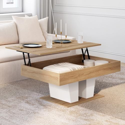 Table basse plateau relevable rectangulaire ELIAD bois et - vue 3