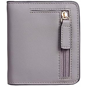 Gostwo Small Wallet for Women, Slim Bifold Credit Card Holder, Compact RFID Blocking Cash Wallet, Billfolds Thin Leather Zipper Pocket, Mini Wallet Gift for Ladies Teen Girls Travel with ID Window