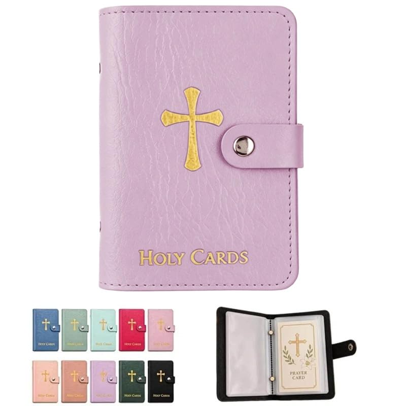 Multicolor Prayer Card Holder, Pocket Prayer Card Organizer with Snap Closure, Waterproof Large Capacity Storage Case for Holy Cards Collection