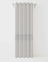 ستارة مطبوعة بنمط نباتي عشبي، مزودة بحلقات تعليق، بمقاس 1.35 × 2.75 م – متعددة الألوان