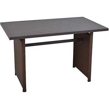 Sunvivi Outdoor 5 Piece Outdoor Patio Dining Sets With 4 Wicker Ottoman And Rectangular Dining Table Patio Furniture Sets Brown Patio Lawn Garden Patio Furniture Sets Mhiberlin De