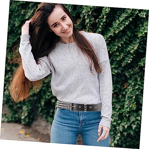 BESPORTBLE Punk Style Leather Belt for Men Women Versatile Waist Punk Belt with Unique Design for Festivals Parties and Daily Wear Fashionable Accessory for Jeans and Outfits3