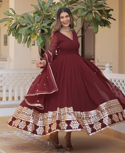Image of Fashion Basket Havy Georgette Embroidered Anarkali Dress for Women