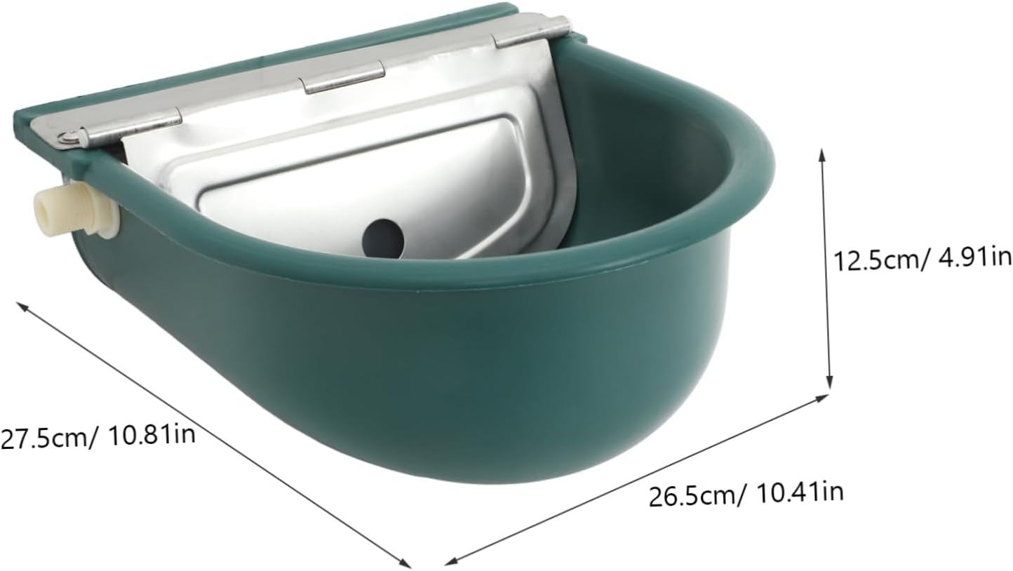 YARNOW Automatic Water Bowl for Livestock Consistent Water Level Plastic Bowl Metal Cover Easy Install Farm Supply