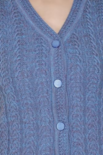 Image of aarbee Self Design Sleeveless V Neck Woollen Cardigan for Women with Front Pockets