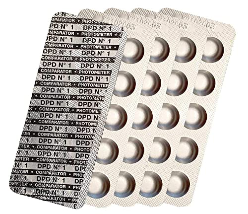 harren24 Photometer Testtabletten Chlor DPD1, DPD3, Aktivsauerstoff DPD4, pH-Wert Phenol Red, Alkalinity M, CYA, Poollab Wassertester 50x 100x 250x 500x (DPD1 / 50x)