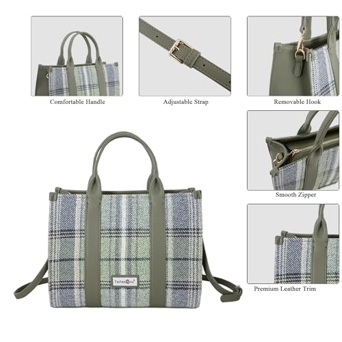 Bolso Tote a cuadros para mujer con asa superior miniatura 4