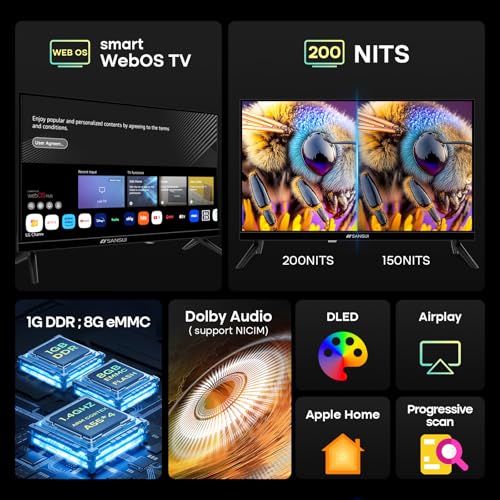 Image of SANSUI 24 inch 768P DLED Smart WebOS TV | Small Television with chromecast Built in | WebOS hub Compatible with HomeKit | Support Airplay & WiFi Connection & Bluetooth 5.2&2 * 8w Speakers