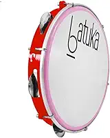 Pandeiro 10' Abs Vermelho Plat Inox Pele Leitosa Batuka- Luen
