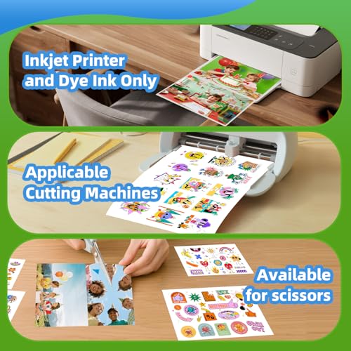 Uinkit 100 Sheets Printable Glossy Sticker Label Photo Paper Self Adhesive Sticky 8.5 x 11 6.5Mil for Dye Inkjet Printer A109 image 8