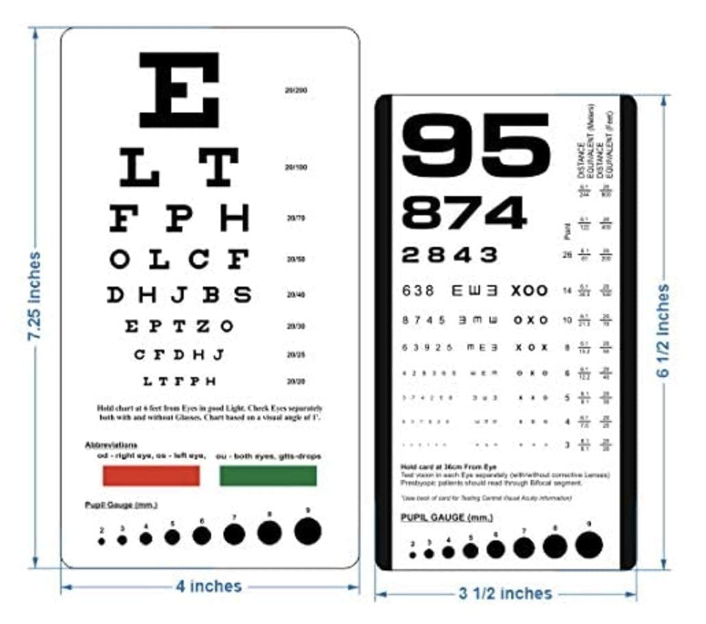 Near Vision Rosenbaum and Snellen Pocket Eye Chart