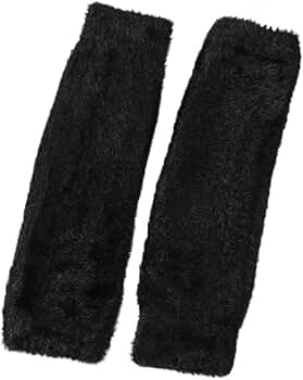 Fluffy Arm Warmer　ブラック Women's Faux Fur Wrist Cuffs Winter Fox Furry wristbands