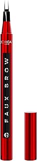 L'Oreal Paris Faux Brow, Hair-Like, Filling Eyebrow Pen with Double-Brush Tip, Fast & Precise Eyebrow Makeup, Soft Black, 0.04 Fl Oz
