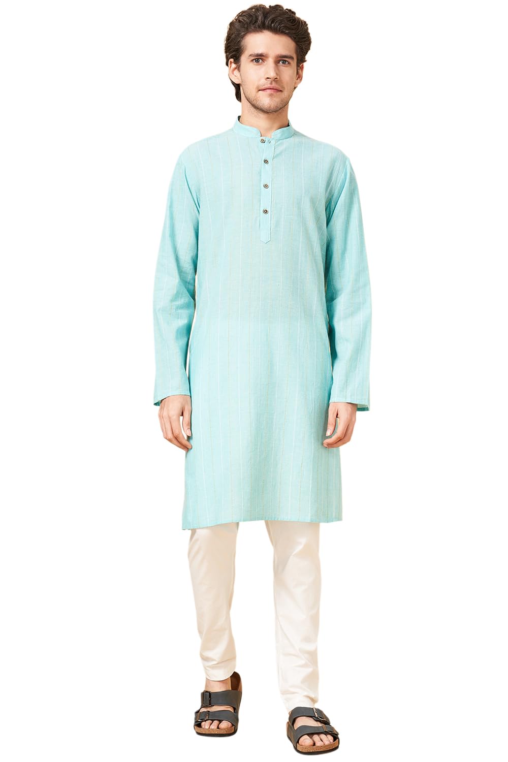 indus route by pantaloons Men's Cotton Solid Regular Kurta-picture-15