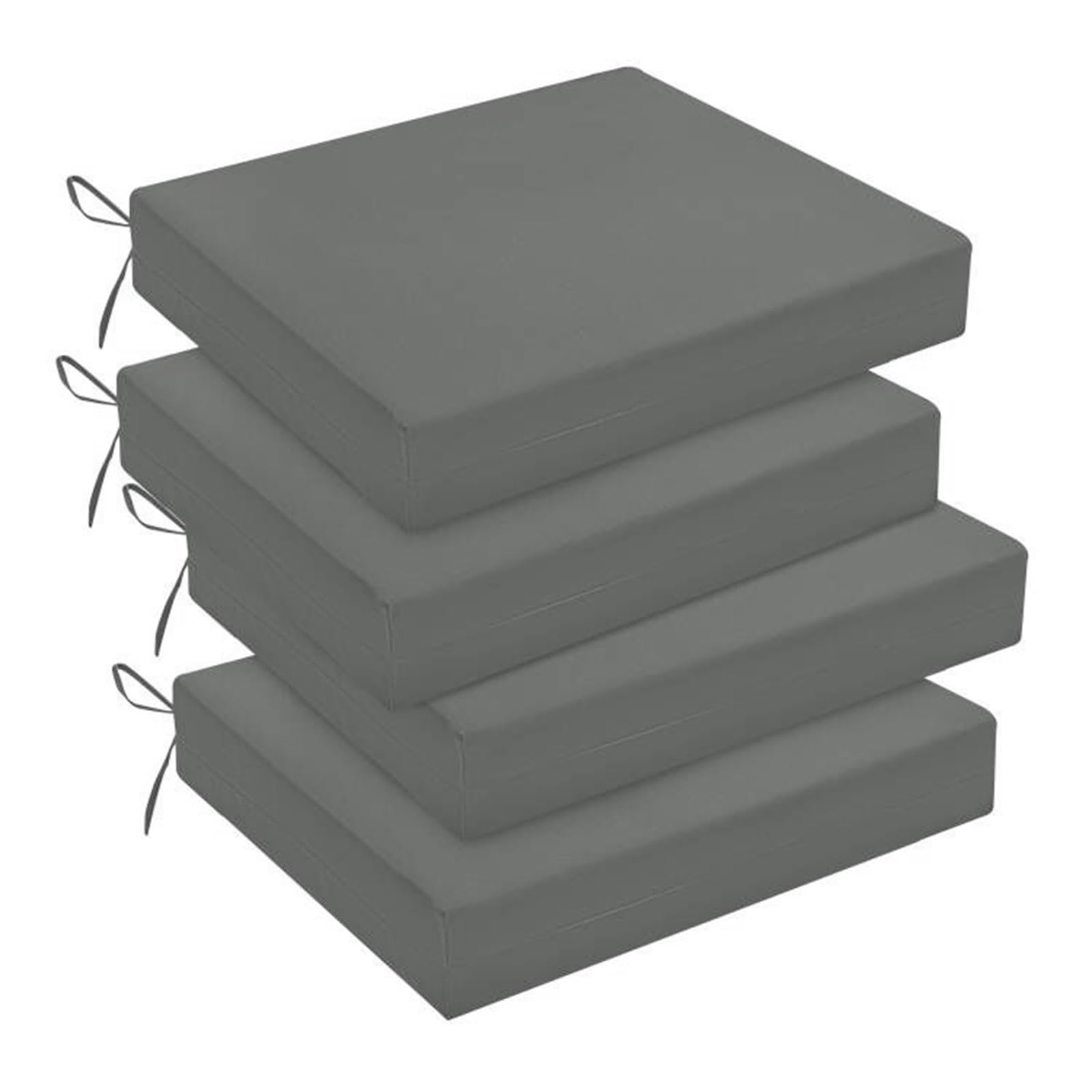 downluxe Outdoor Chair Cushions Set of 4 for Patio Furniture, Water-Resistant Square Corner Patio Chair Cushions with Ties, High Density Foam Outdoor Seat Cushion, 18.5" X 16" X 3", Dark Grey