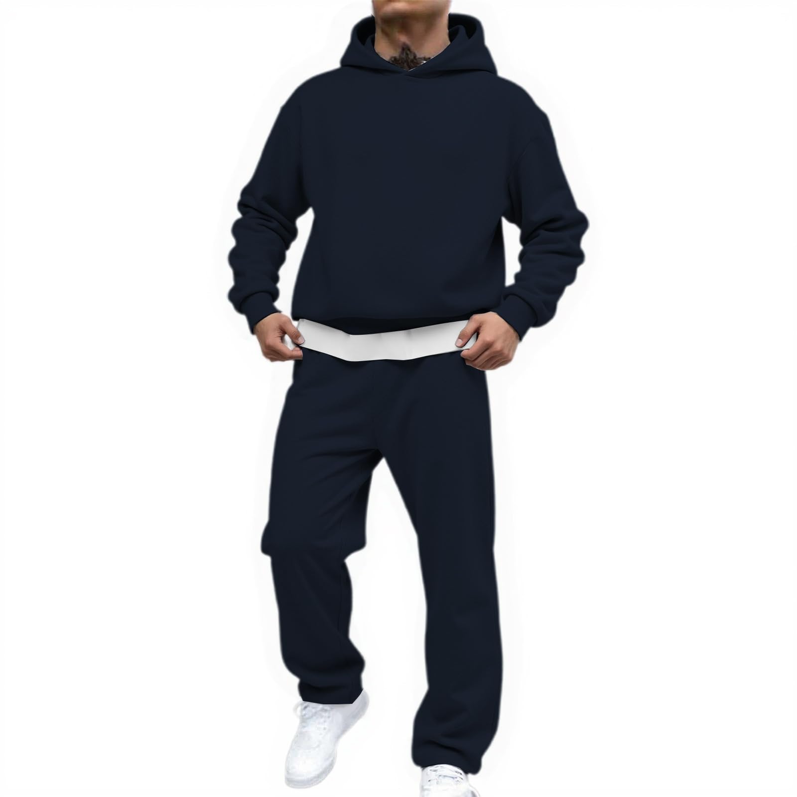 Męski dres do joggingu, jednokolorowy, dwuczęściowy, oversize, dres treningowy, bluza z kapturem i spodnie do biegania, dres sportowy, strój rekreacyjny, strój sportowy, do joggingu, męski