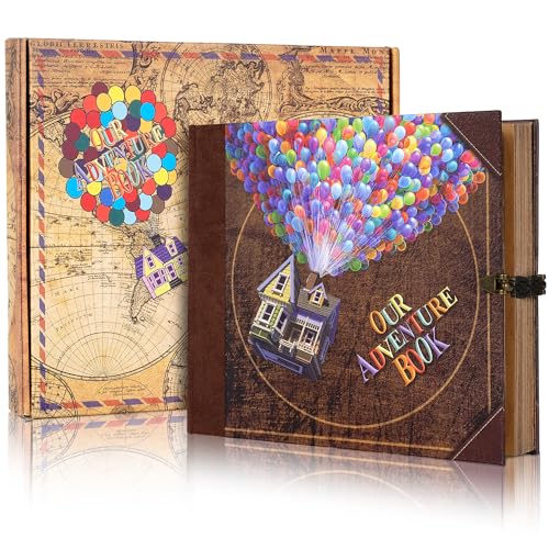Scrapbook Photo Album, Our Adventure Book Scrapbook, 146 Pages Embossed Letter Cover Movie Up Travel Diary Journal Scrap Book，Gift for Anniversary, Wedding, Travelling, Memory Book