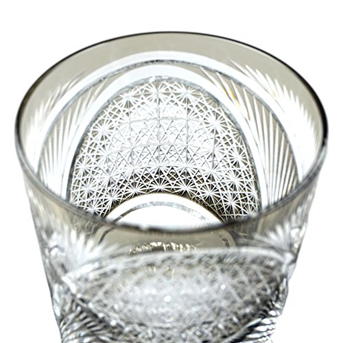Edo Kiriko Crystal Double Old Fashioned Glass, 8.7oz Cut Glass Hisho Skyward - Black [Japanese Crafts Sakura]