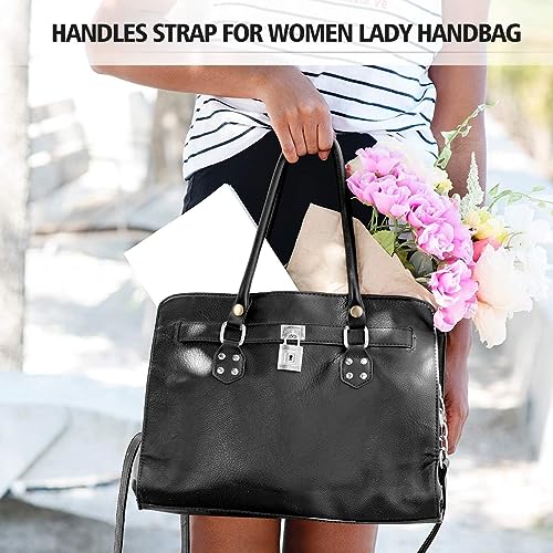 Bessy shop Leather Purse Handles,2 Pieces Leather Bag Handle Bag Handles Shoulder Strap Shoulder Bag Handbag Accessories for DIY Purse Making Tote Bags (Black) - Image 2