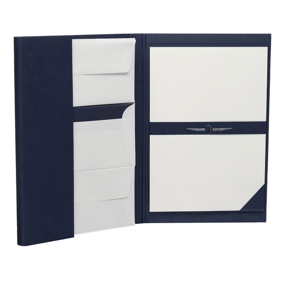 Rössler Briefpapier mit Umschlag | Briefpapier Set |Briefpapiermappe | 25 Briefpapier A4 | 25 Umschläge DIN lang | 235 x 345 x 28mm | 1 Stück | Farbe: Blau | Papier in Weiß | Briefset mit weißem A4 Briefpapier und DIN lang Umschlägen für persönliche Brief