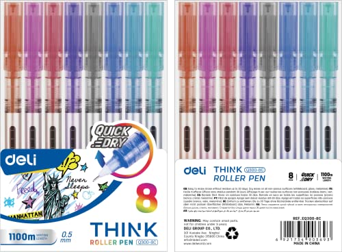 Deli Color Roller Pen/Colorful Ballpoint Pens 8 0.5mm EQ300-8C