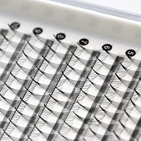 Premium 12 Rows 6D Pre-made Fans, Short Stem, Volume Lash Extension, Individual Lashes Soft and Natural Long 0.07 C 9mm Cover
