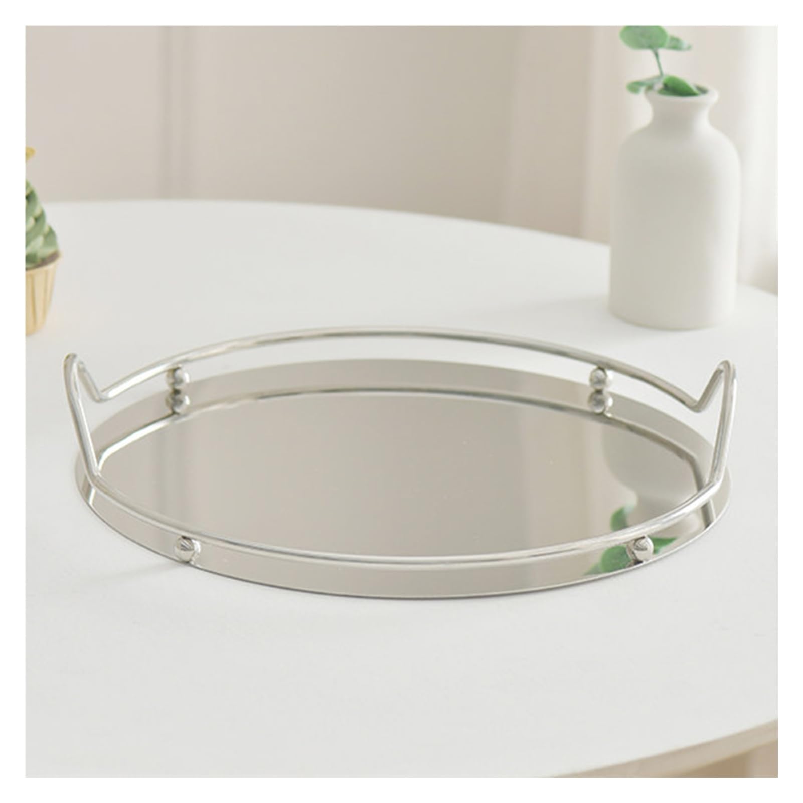 Xcsdew Color1 Metal Tray,Round Hollow,Decorative Storage Box For Home Use,Suitable For Storing Pastries And Coffee(,39X39x5cm)