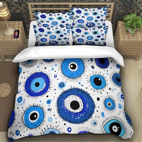 Parure de lit yeux bleus dessinés main pour des nuits douces - 5