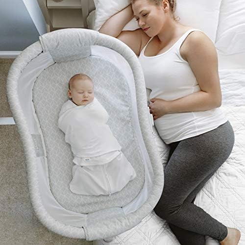 HALO Baby Bassinet - 0-5 Months, Grey | Portable Infant Sleep BassiNest | Bedside Cot Swivel, Breathable Fabric, Waterproof Mattress & Adjustable Stand | Side Sleeping Crib for Newborn | Lullaby Trust