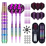 Livoanah Soft Tip Darts Set - Darts Plastic Tip Sets, 3Pack Professional Plastic Tips Dart with Extra 12 Soft Tips and 6 Replace Dart Leaf for Beginners & Pro Players (Pink)
