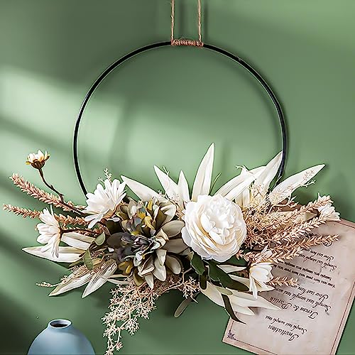 Dörrkrans, dekoration, konstgjorda blommor, kamelia, roskrans, krans, välkommen dörrkrans, höst, väggkrans, metall, dekoration, ringar, vårdekoration för påsk, bröllop, vardagsrum, bröllop (D)