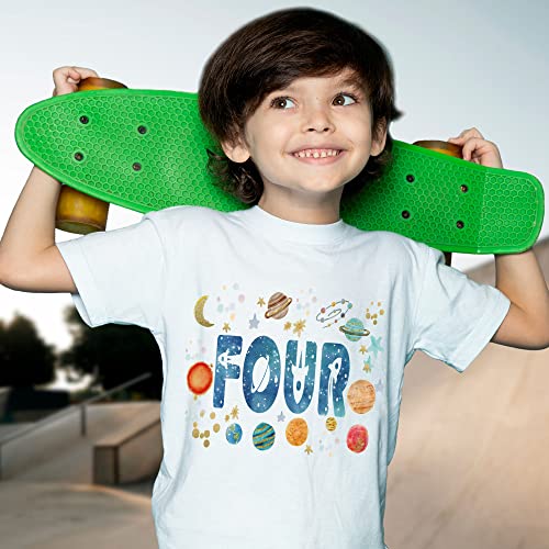 Space Four Birthday shirt Birthday boy Shirt astronaut 4th Birthday Party reaching 4 the moon birthday outfit rocket 4th Birthday Shirt4