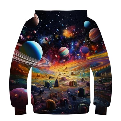 Sweat à capuche 3D planète ado pull chaud hiver fille garçon