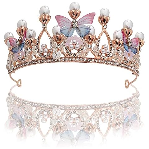 Gloryit 1Stück Strass-Krone Braut Diadem Kinder Prinzessin Tiara Crown Krone Hochzeit Gelten für Partys Hochzeiten Cosplay Geburtstag Party Geschenk Kleiderzubehör Kristall Tiara Cover