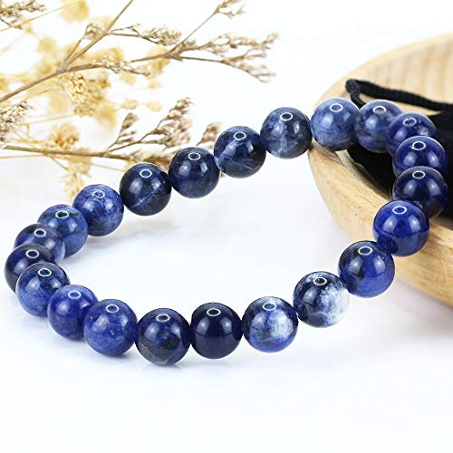 Image of Clearain Natural Gemstones Bracelet 8mm Chakra Round Beads Energy Power Crystal Reiki Healing Elastic Stretch 7 Inch for Women Men Unisex