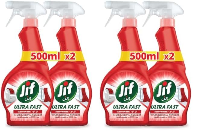 JIF Ultra Fast Cleaner Spray, Everywhere, 100% stain removal on fabrics, 500ml x 2 (Pack of 2)