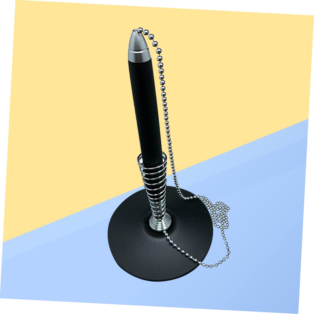 Ciieeo 2 Penne a Sfera con Base in Metallo per Ufficio E Servizio allo Sportello Impugnatura Ergonomica Scrittura Nere