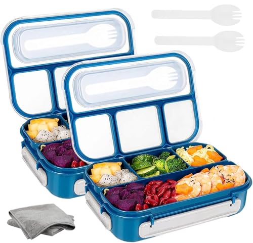 La mejor selección de Fiambreras los preferidos por los clientes. 42 2PCS Lonchera para Almuerzo con 4 Compartimentos y Tenedor - Grande Bento Box con Tapa Hermética, Contenedores de Alimentos, Fiambrera a Prueba de Fugas para Adultos, con Paños...