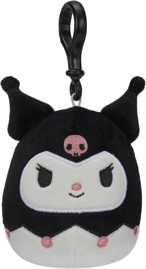Squishmallows Official Jazwares 3.5-Inch Bag Clip Sanrio Hello Kitty Friends Squad (Kuromi)