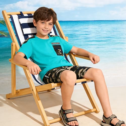 Image of LOLANTA Boy Summer Outfit Casual Clothes 2Pcs Cotton T-shirt Shorts Set | Kids Short Sleeve T-Shirt, Boy Camouflage Knee-length Shorts, Breathable Fashion Outfits, School Daily Matching Clothing Sets