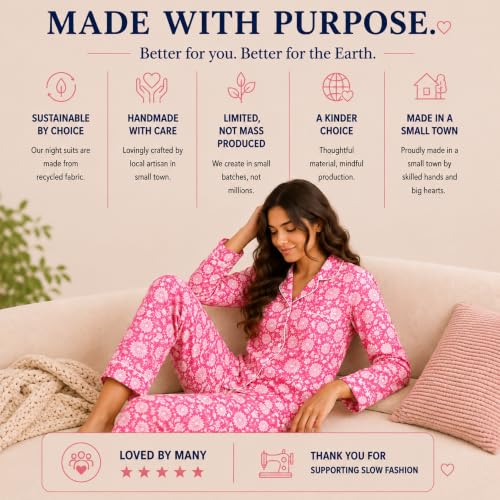 Image of Huar Cotton Pajamas Set for Women - Luxurious Cotton Womens Pajama Sets - Comfortable Christmas PJ Set, Breathable & Light Pj