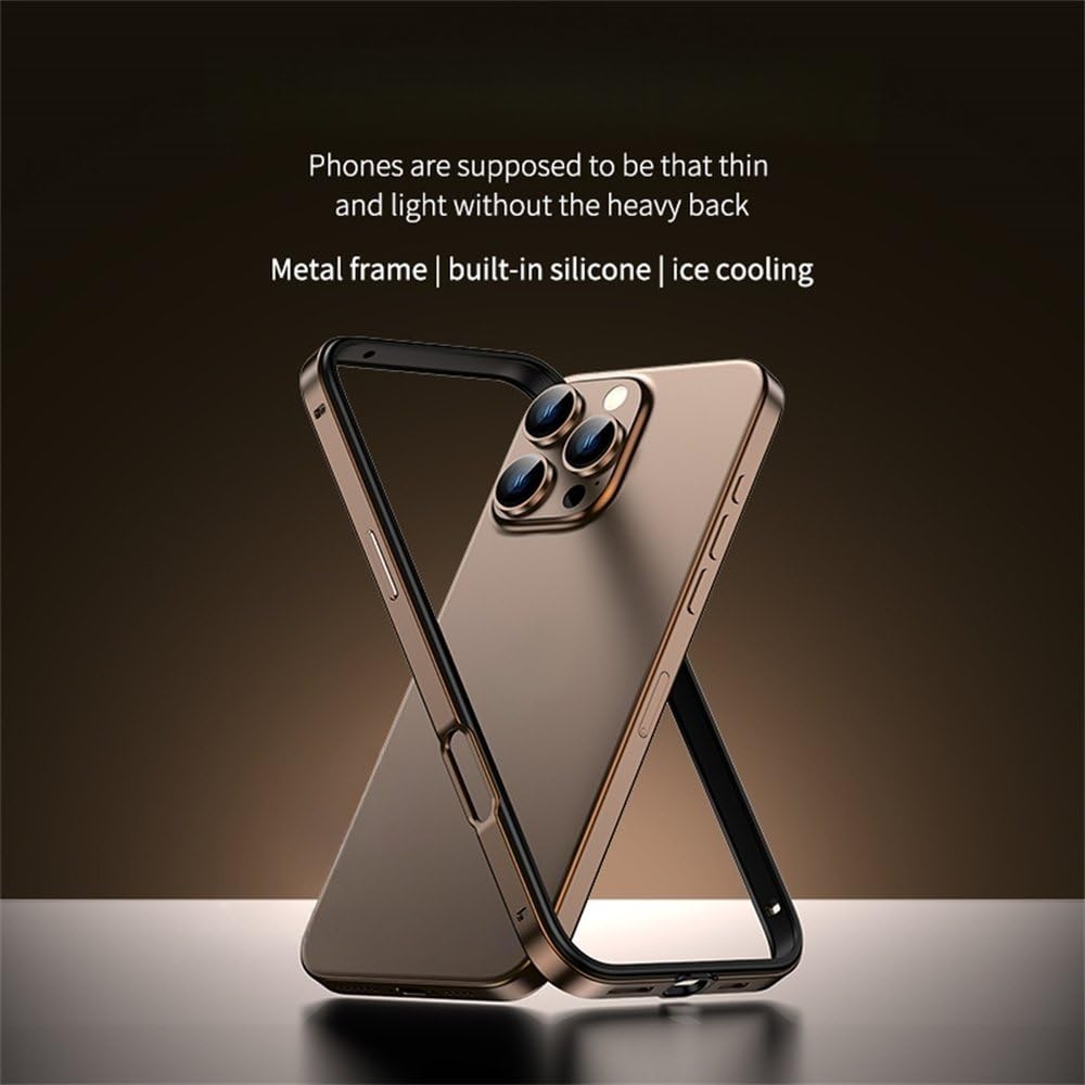 Funda Protectora antigolpes con Marco de Metal de Titanio para iPhone 17, 16, 15 Pro MAX, 17 Air, 15, 16 Plus, Color sólido, Color A4, para iPhone 16 Pro MAX
