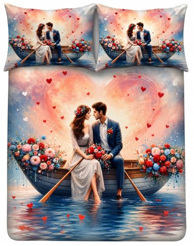 Image of 7D Digital Printed King Size Bedsheet | 240TC Premium Cotton Feel Microfiber with 2 Pillow Covers | Soft Breathable & Wrinkle Free Bedding Set | (Graphic7d, King Size-225x250CM)